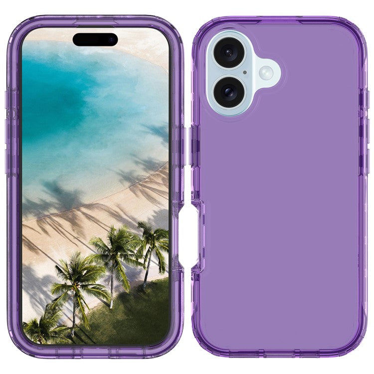 For iPhone 16 Plus Case Shockproof TPU+PC Hybrid Phone Cover - Purple