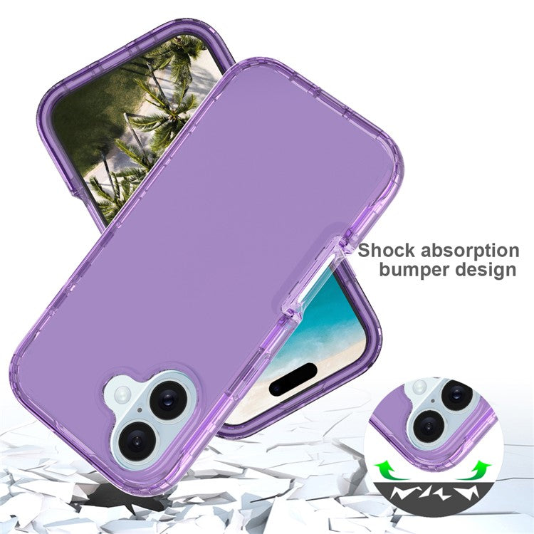 For iPhone 16 Plus Case Shockproof TPU+PC Hybrid Phone Cover - Purple