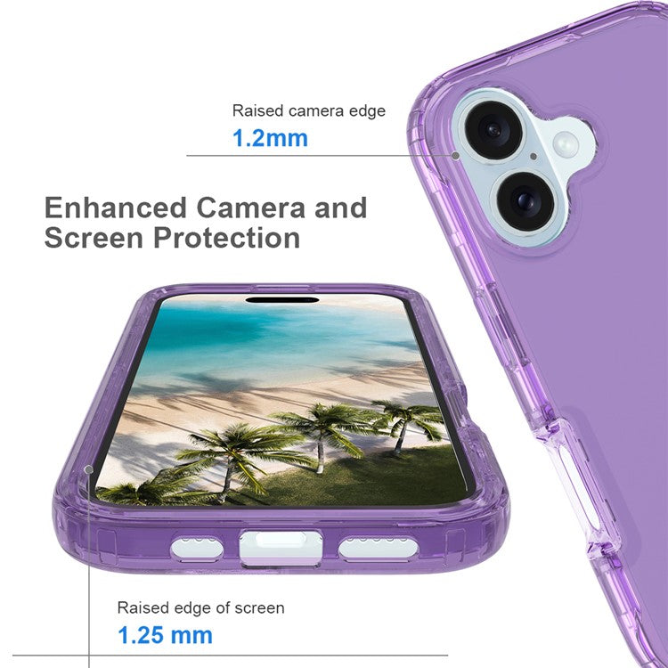 For iPhone 16 Plus Case Shockproof TPU+PC Hybrid Phone Cover - Purple