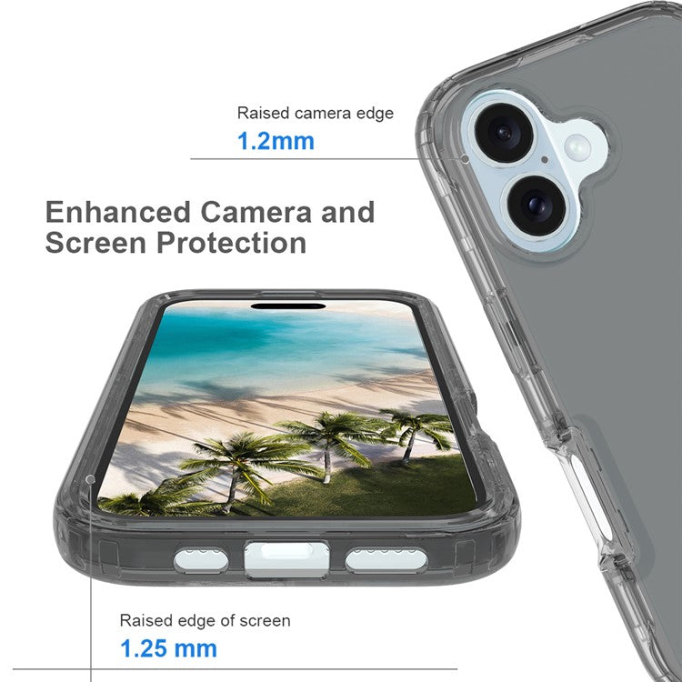 For iPhone 16 Case Shockproof TPU+PC Hybrid Phone Cover - Black