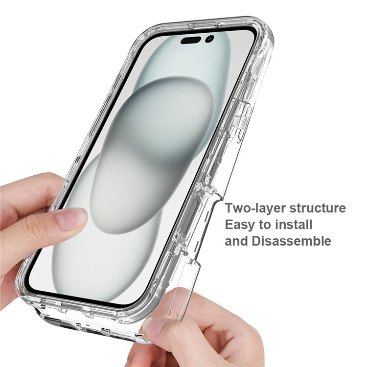 For iPhone 16 Plus Case TPU+PC Full Protection Shockproof Phone Cover with PET Screen Guard - Purple