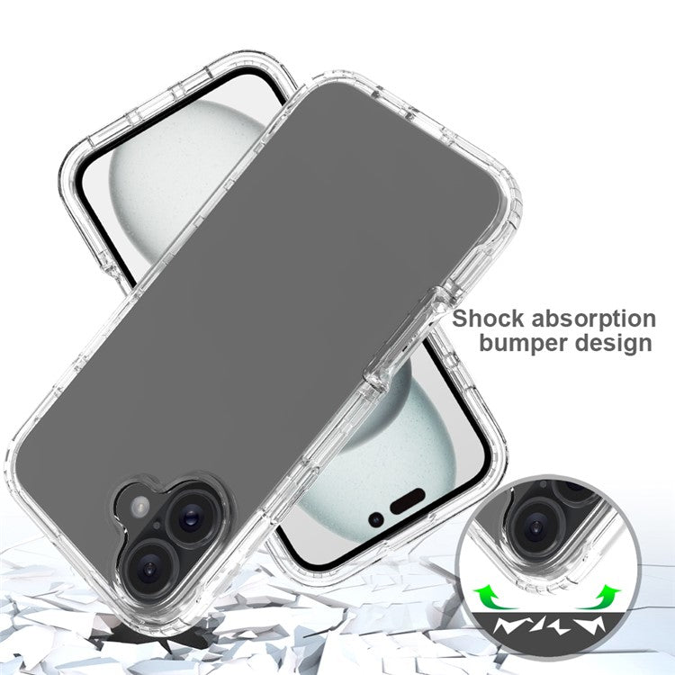 For iPhone 16 Plus Case TPU+PC Full Protection Shockproof Phone Cover with PET Screen Guard - Purple