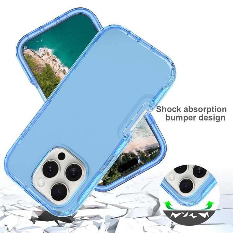 For iPhone 16 Pro Case TPU+PC Full Protection Shockproof Phone Cover with PET Screen Guard - Blue