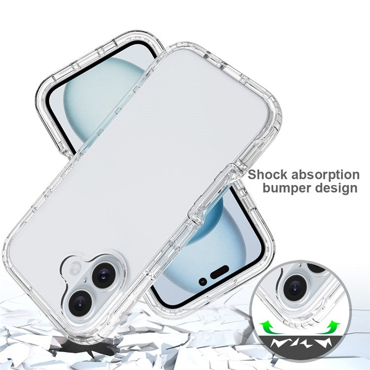 For iPhone 16 Case TPU+PC Full Protection Shockproof Phone Cover with PET Screen Guard - Blue