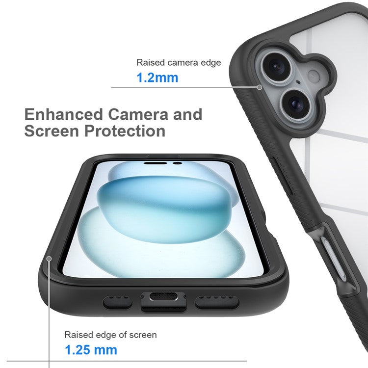 For iPhone 16 Magnetic Case PC+TPU Phone Cover with PET Screen Film All-Around Protection - Baby Blue