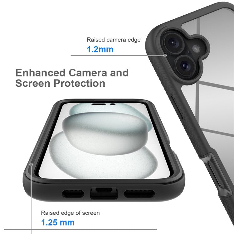 For iPhone 16 Plus Magnetic Case PC+TPU Phone Cover with PET Screen Film All-Around Protection - Sapphire