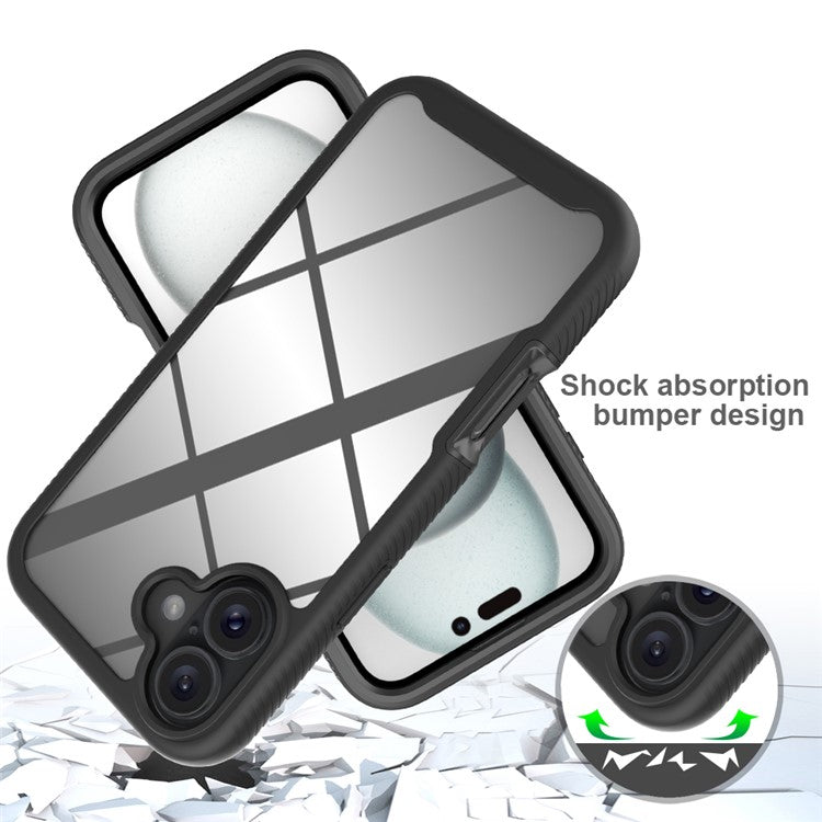 For iPhone 16 Plus Magnetic Case PC+TPU Phone Cover with PET Screen Film All-Around Protection - Sapphire