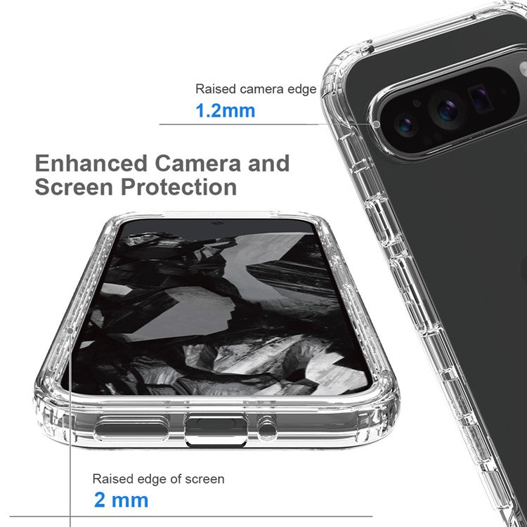 For Google Pixel 9 Pro XL Case Shockproof TPU+PC Hybrid Phone Cover - Transparent