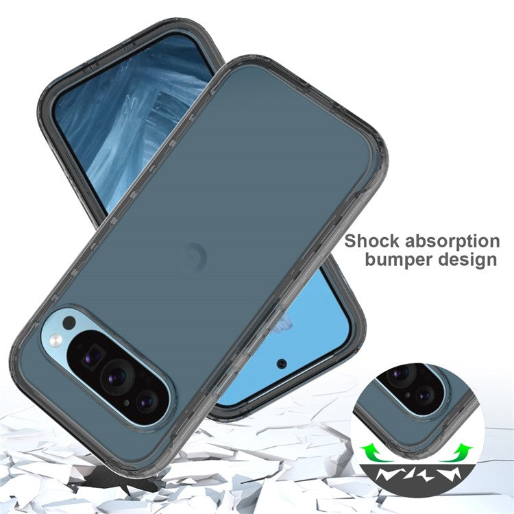 For Google Pixel 9 Pro XL Case Shockproof TPU+PC Hybrid Phone Cover - Black