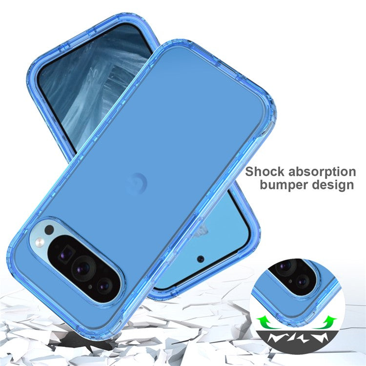 For Google Pixel 9 Pro XL Case Shockproof TPU+PC Hybrid Phone Cover - Blue