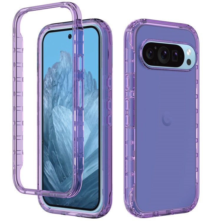 For Google Pixel 9 Pro XL Case Shockproof TPU+PC Hybrid Phone Cover - Purple