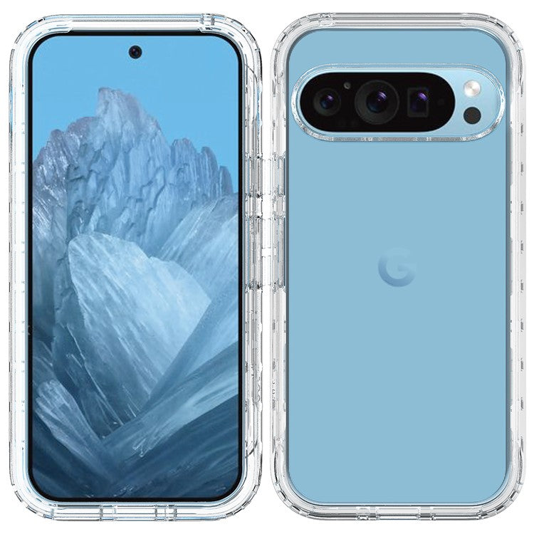 For Google Pixel 9 / 9 Pro Case Shockproof TPU+PC Hybrid Phone Cover - Transparent