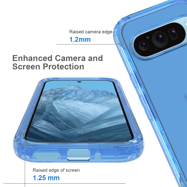 For Google Pixel 9 / 9 Pro Case Shockproof TPU+PC Hybrid Phone Cover - Blue