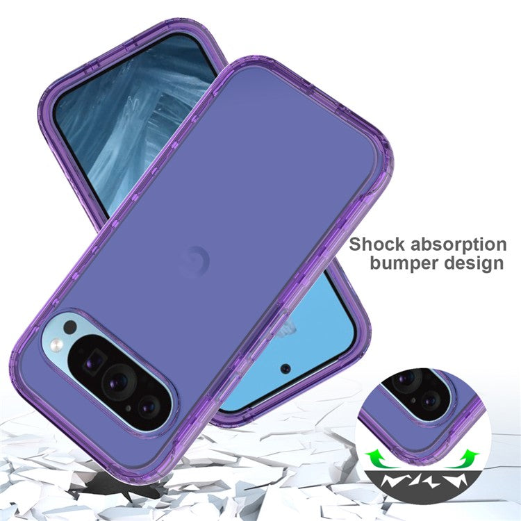 For Google Pixel 9 / 9 Pro Case Shockproof TPU+PC Hybrid Phone Cover - Purple