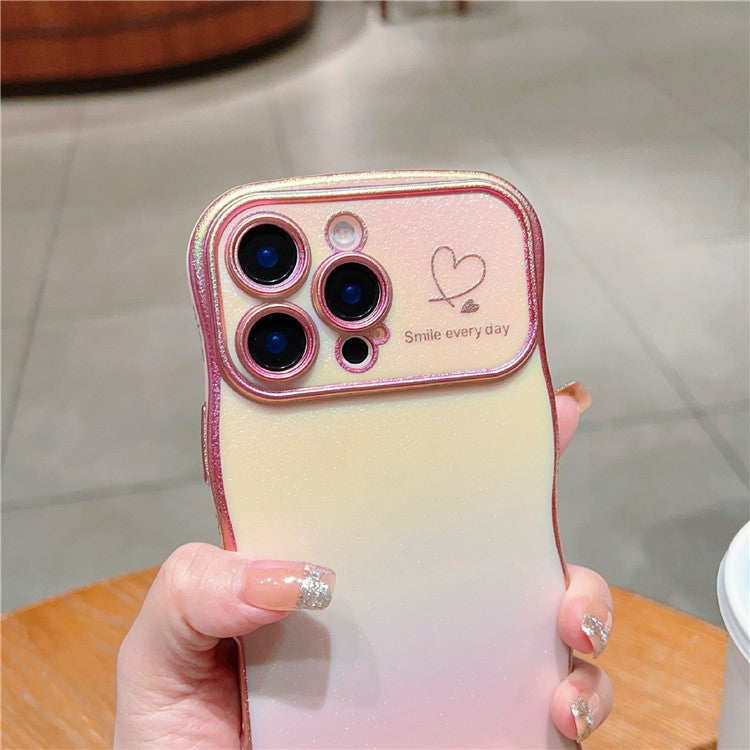 For iPhone 16 Pro Case Curly Shape Love Heart TPU Phone Cover Iridescent Gradient - Colorful