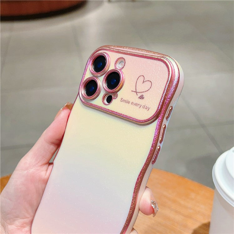 For iPhone 16 Pro Case Curly Shape Love Heart TPU Phone Cover Iridescent Gradient - Colorful