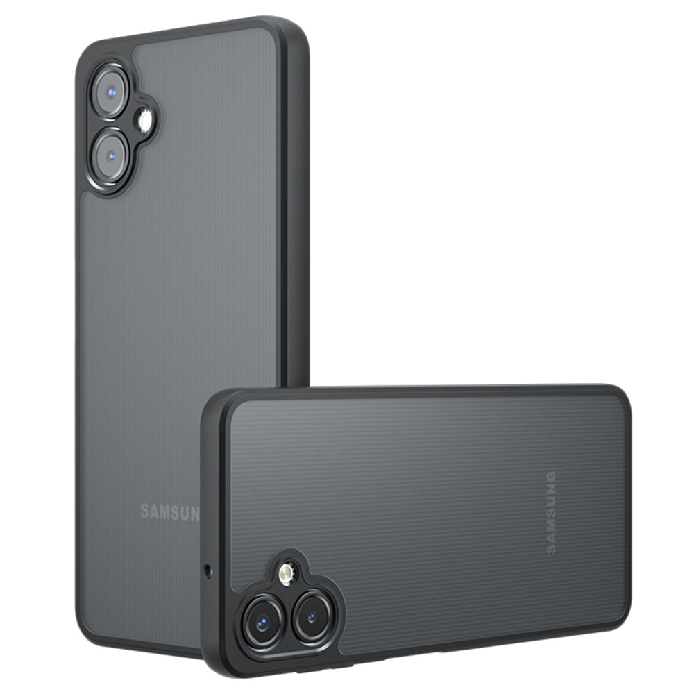 For Samsung Galaxy A06 Case Skin-Touch TPU+PC Matte Phone Shell, Transparent Black