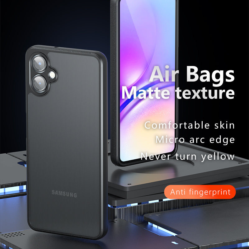 For Samsung Galaxy A06 Case Skin-Touch TPU+PC Matte Phone Shell, Transparent Black