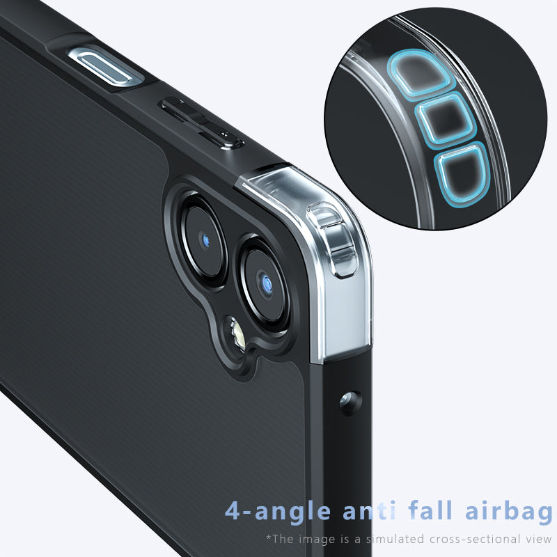 For Samsung Galaxy A06 Case Skin-Touch TPU+PC Matte Phone Shell, Transparent Black