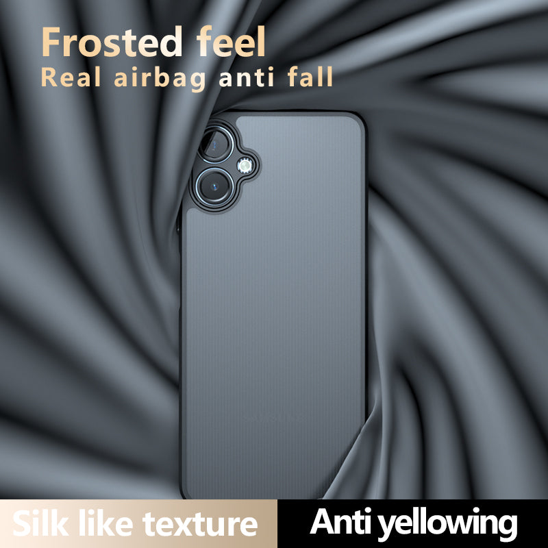 For Samsung Galaxy A06 Case Skin-Touch TPU+PC Matte Phone Shell, Transparent Black