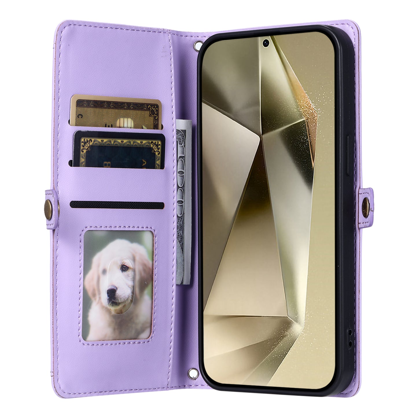 For Samsung Galaxy A16 5G / A16 4G Leather Case with Wrist Strap Wallet Stand Phone Cover - Purple