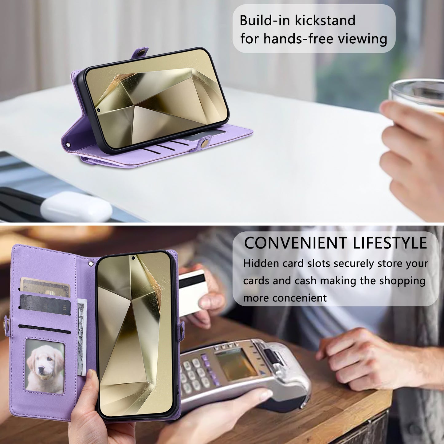 For Samsung Galaxy A16 5G / A16 4G Leather Case with Wrist Strap Wallet Stand Phone Cover - Purple