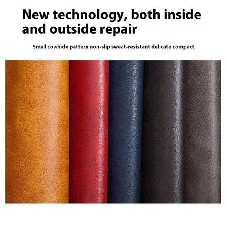 For iPhone 16 Case Calf Texture PU Leather Hard PC Protective Phone Cover - Red