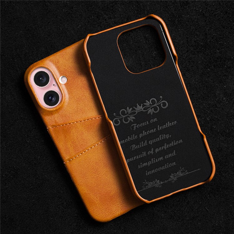 For iPhone 16 Plus Case Dual Card Slots PU Leather + Hard PC Phone Cover - Green