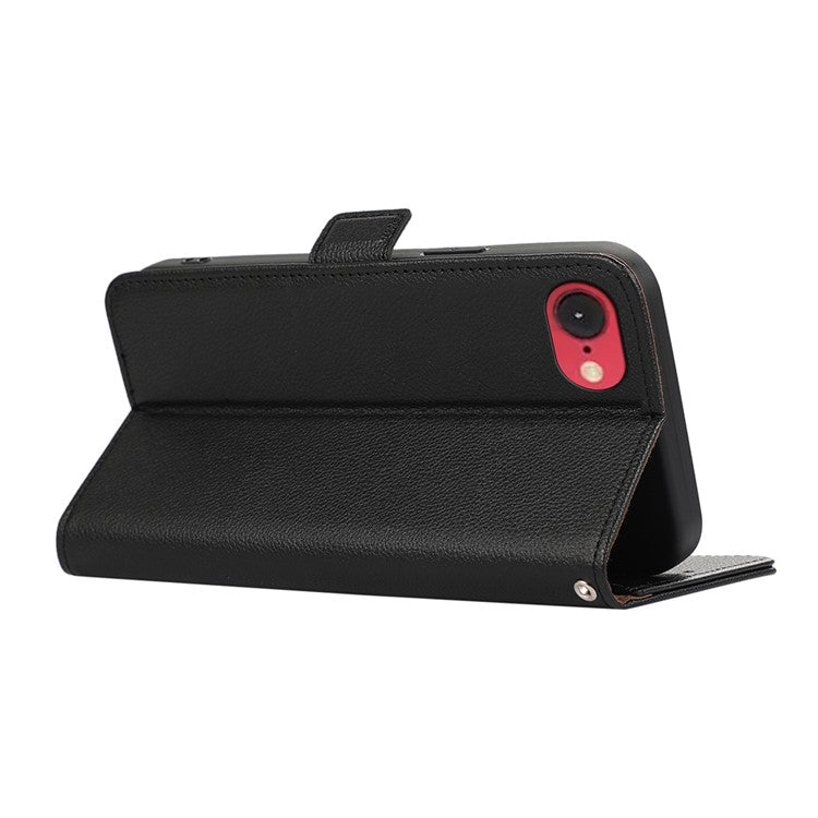 ABEEL For iPhone 16e Case Litchi Texture Leather RFID Blocking Phone Cover - Black