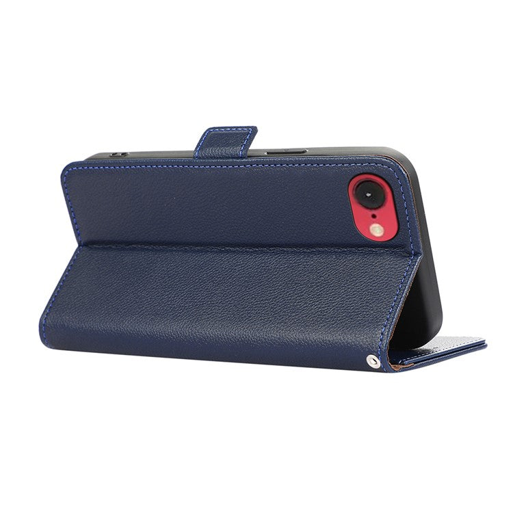 ABEEL For iPhone 16e Case Litchi Texture Leather RFID Blocking Phone Cover - Blue