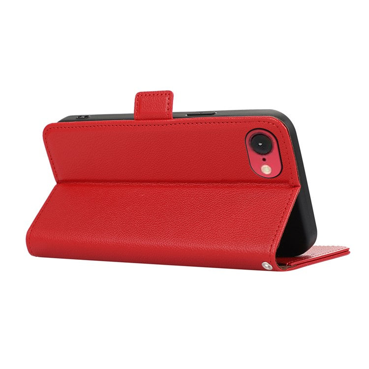 ABEEL For iPhone 16e Case Litchi Texture Leather RFID Blocking Phone Cover - Red