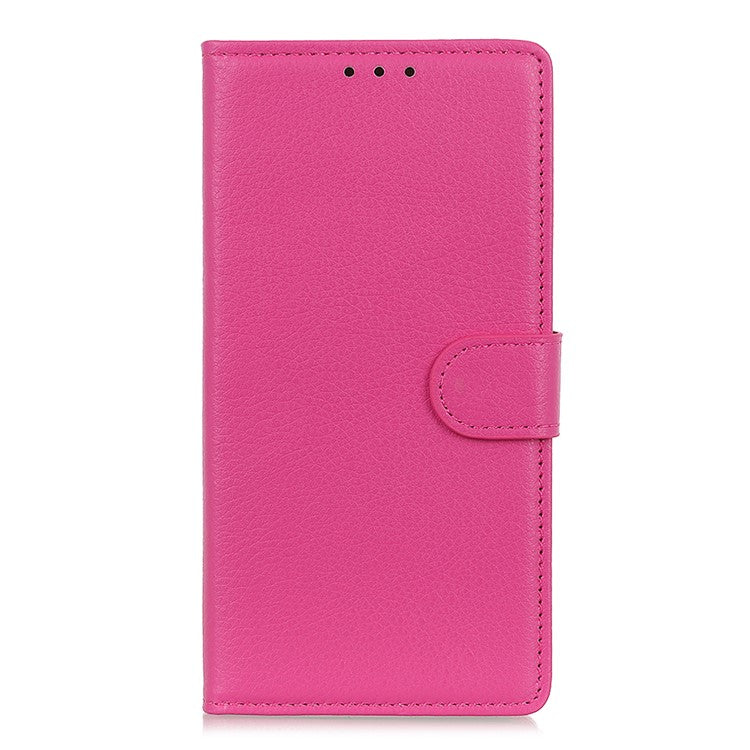For iPhone SE (2025) Wallet Case PU Leather Phone Cover Litchi Texture - Rose