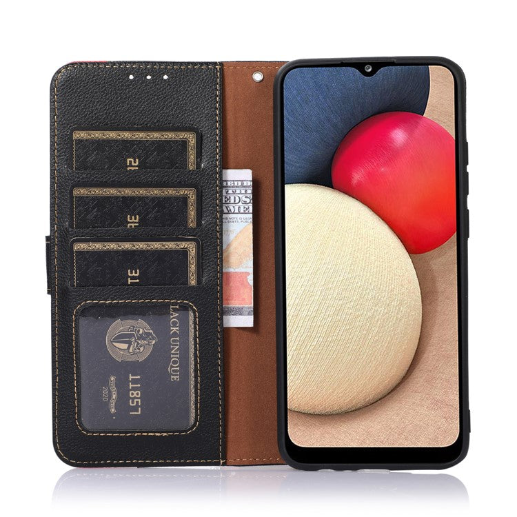 KHAZNEH For iPhone 16e Case RFID Blocking Wallet PU Leather Phone Cover - Black
