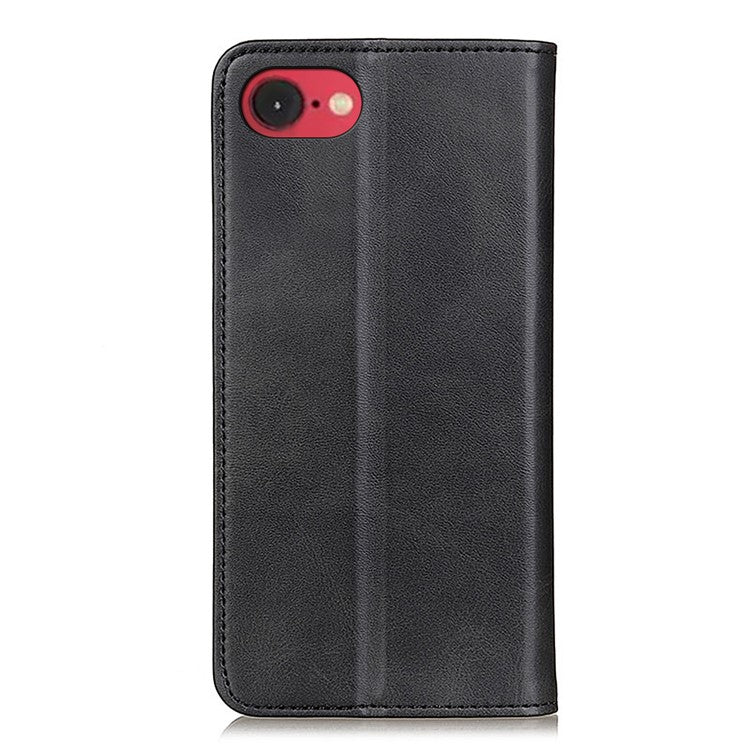 For iPhone 16e Case Split Leather Flip Wallet Phone Cover - Black