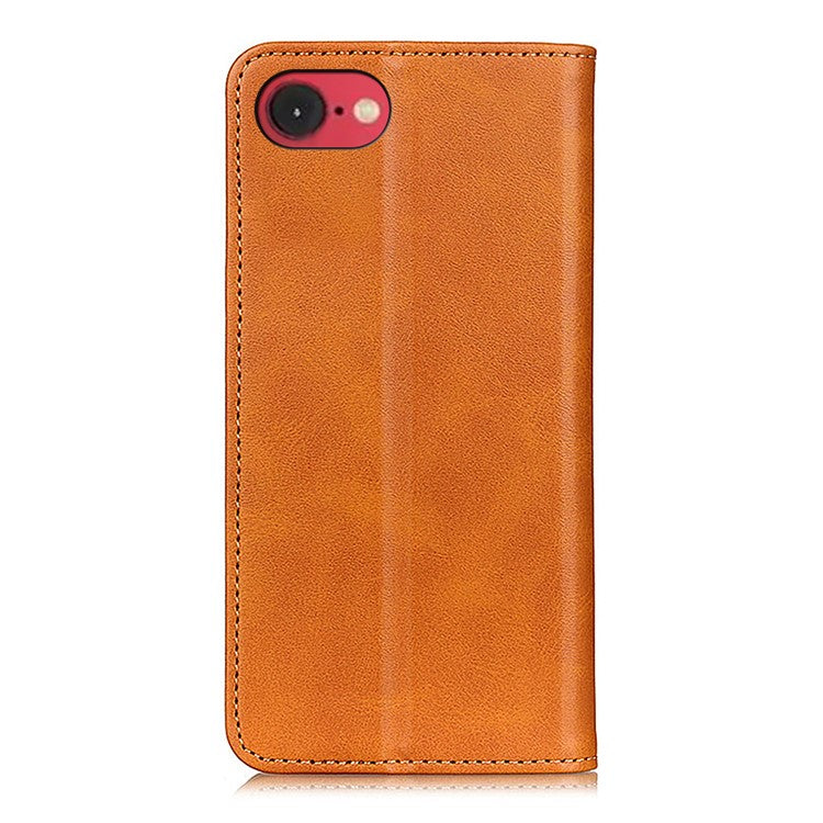 For iPhone 16e Case Split Leather Flip Wallet Phone Cover - Brown