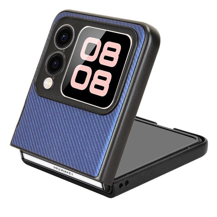 For Huawei nova Flip 5G Case Carbon Fiber Texture Shockproof PU+PC Phone Cover - Blue