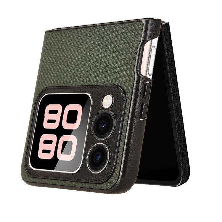 For Huawei nova Flip 5G Case Carbon Fiber Texture Shockproof PU+PC Phone Cover - Green