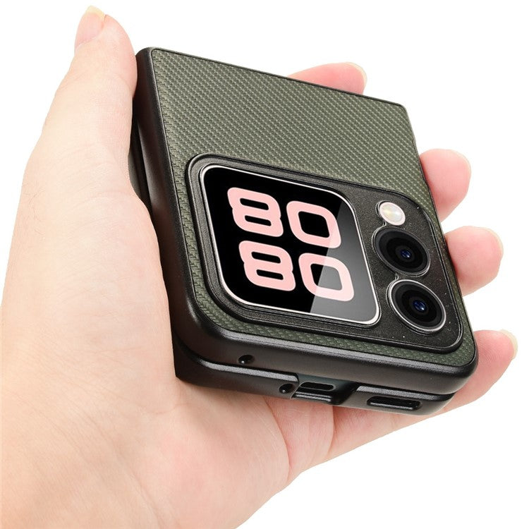 For Huawei nova Flip 5G Case Carbon Fiber Texture Shockproof PU+PC Phone Cover - Green