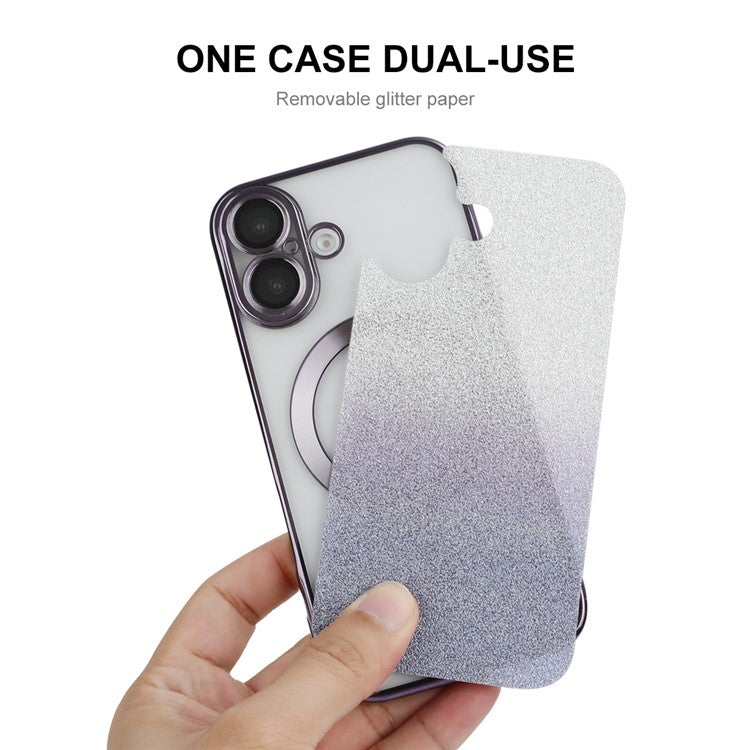 ENAKY HAT PRINCE For iPhone 16 Magnetic Case Glitter TPU Phone Back Cover with Lens Film - Green