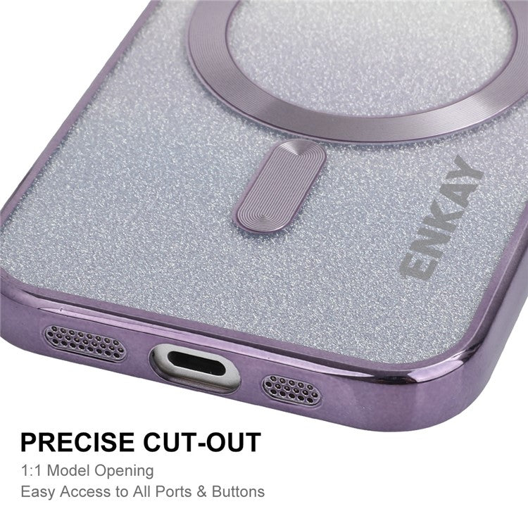 ENAKY HAT PRINCE For iPhone 16 Magnetic Case Glitter TPU Phone Back Cover with Lens Film - Green