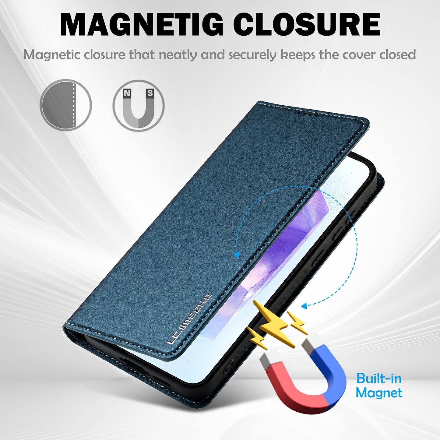 LC.IMEEKE L1 Series for Samsung Galaxy A16 5G / A16 4G Case PU Leather Wallet Stand Protective Phone Cover - Blue