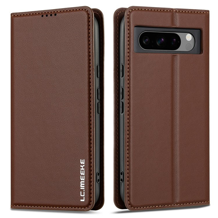 LC.IMEEKE L1 Series for Google Pixel 8 Pro Case PU Leather Wallet Stand Protective Phone Cover - Brown