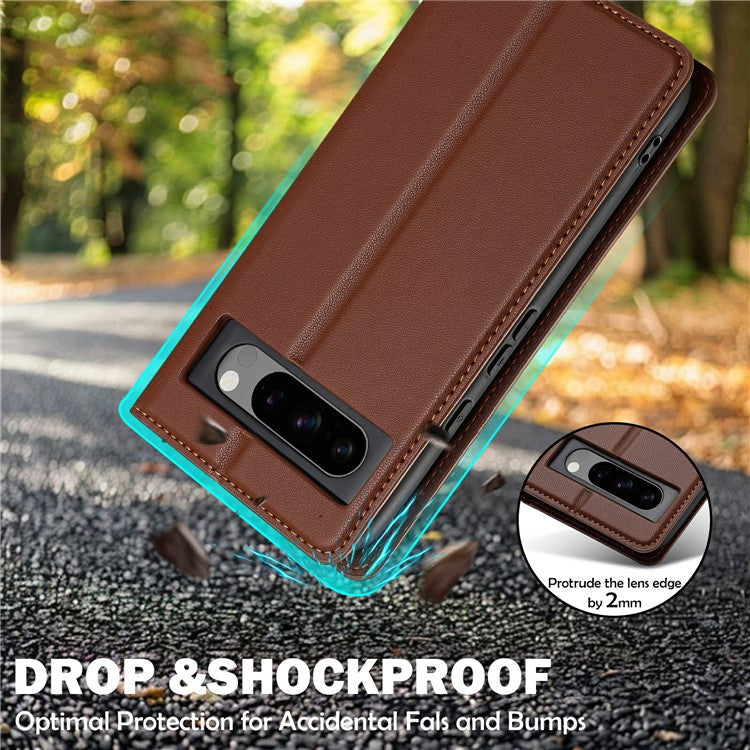 LC.IMEEKE L1 Series for Google Pixel 8 Pro Case PU Leather Wallet Stand Protective Phone Cover - Brown