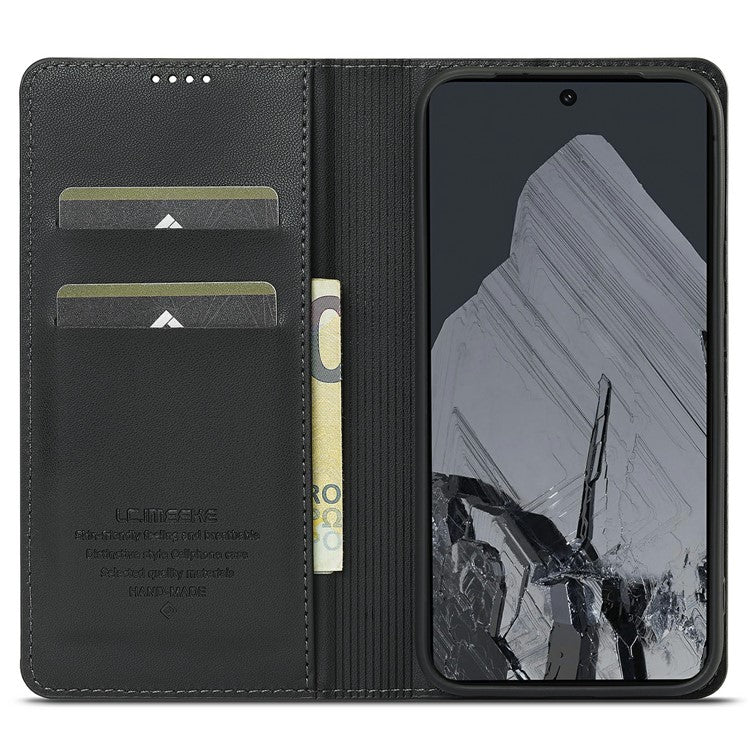 LC.IMEEKE L1 Series for Google Pixel 8 Pro Case PU Leather Wallet Stand Protective Phone Cover - Black