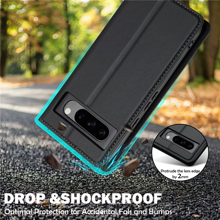 LC.IMEEKE L1 Series for Google Pixel 8 Pro Case PU Leather Wallet Stand Protective Phone Cover - Black