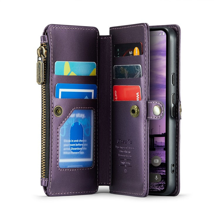 CASEME C36 Series For Google Pixel 9 / Pixel 9 Pro Case Crossbody Leather Phone Bag with 7 Card Slots - Purple