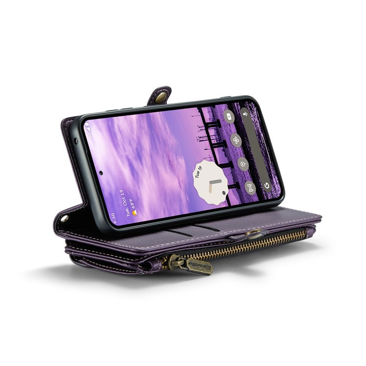 CASEME C36 Series For Google Pixel 9 / Pixel 9 Pro Case Crossbody Leather Phone Bag with 7 Card Slots - Purple