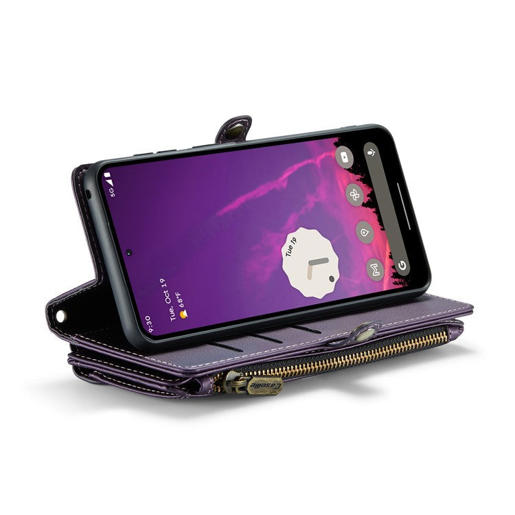 CASEME C36 Series For Google Pixel 9 Pro XL Case Zipper Wallet Leather Phone Cover with Straps - Purple