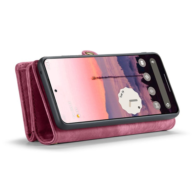 CASEME 008 Series for Google Pixel 9 Pro XL Case Leather Phone Cover Zipper Pocket Wallet - Red