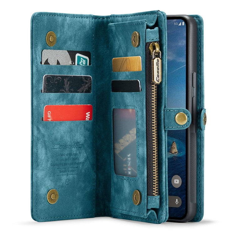 CASEME 008 Series for Google Pixel 9 / Pixel 9 Pro Case Leather Phone Cover Zipper Pocket Wallet - Blue